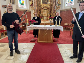 Johannes Beck, Pfarrer Stefan Fischer, Pfarrer Heinrich Arweck, Dr. Thomas Falk (v.l.)