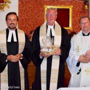 Regionalbischof i.R. Christian Schmidt mit Pfarrer Stefan Fischer und Pfarrvikar Christian Preitschaft
